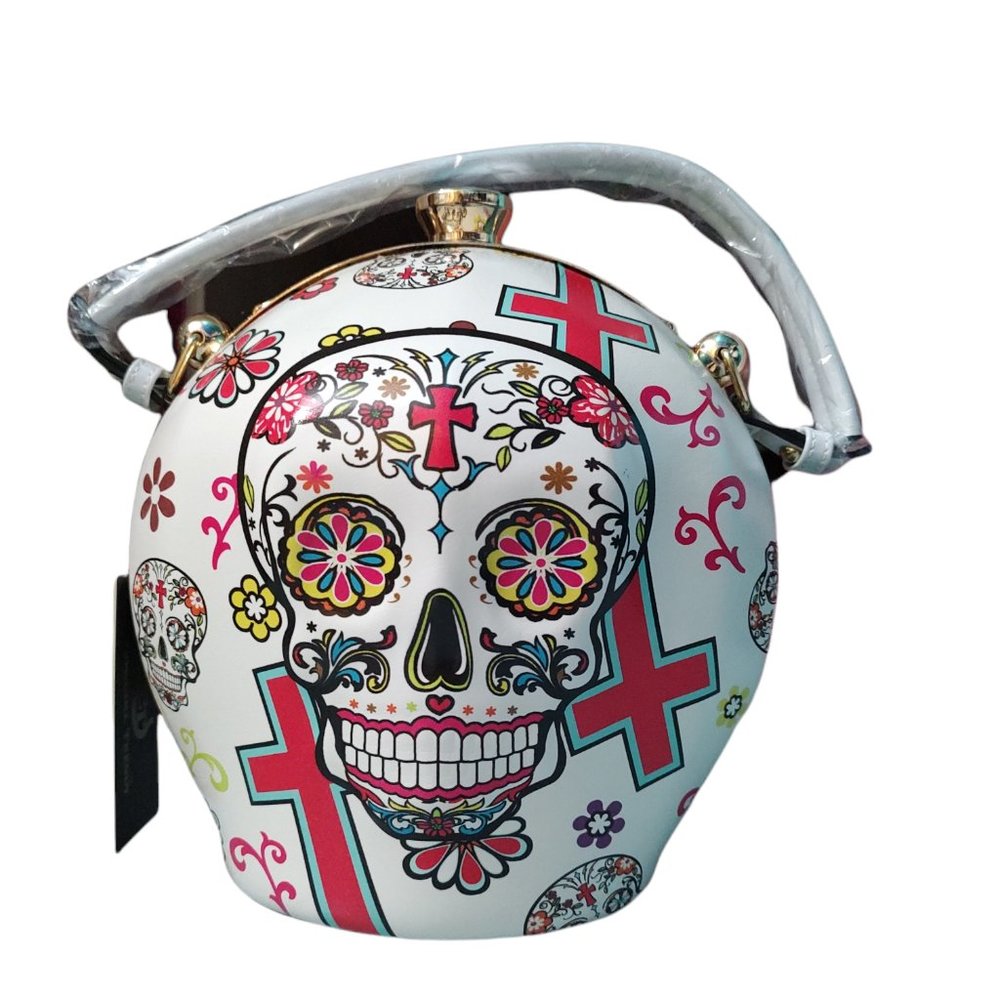 Large whote sugar Skull Handbag